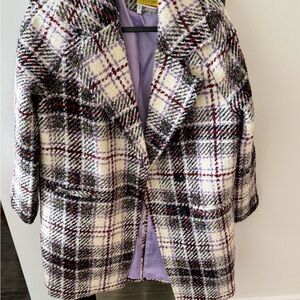 Plaid Women's Coat - Purple and Black
